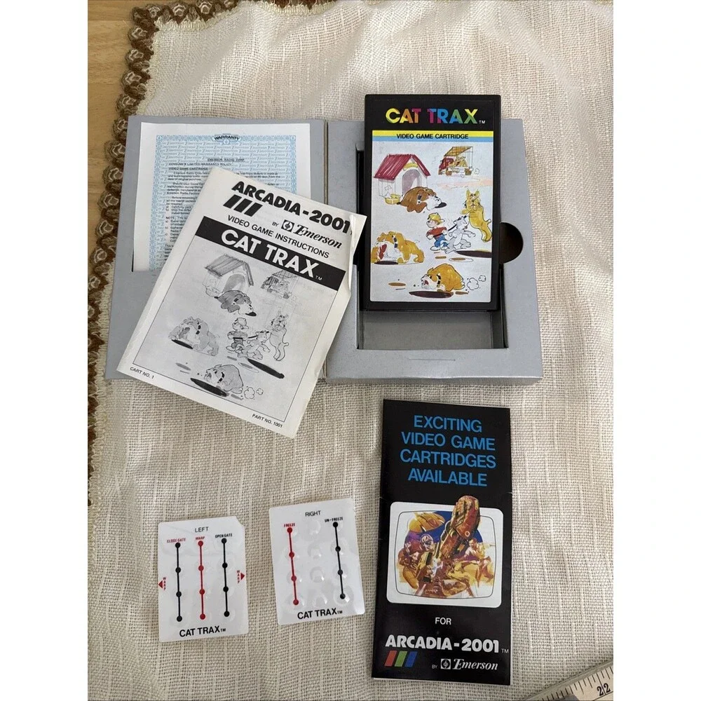 Arcadia 2001 Cat Trax by Emerson 1982 Video Game Cartridge 1 Complete Box